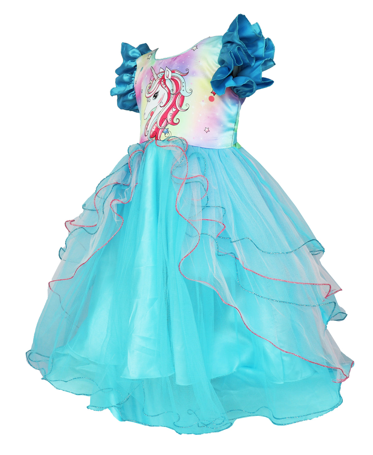 My Lil Princess Unicorn Blue Dress Back View