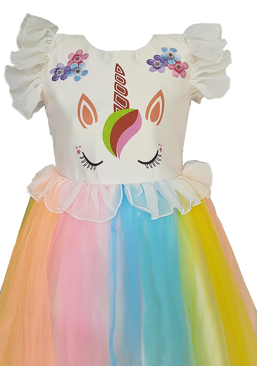 My Lil Princess Unicorn Orange Dress Side View