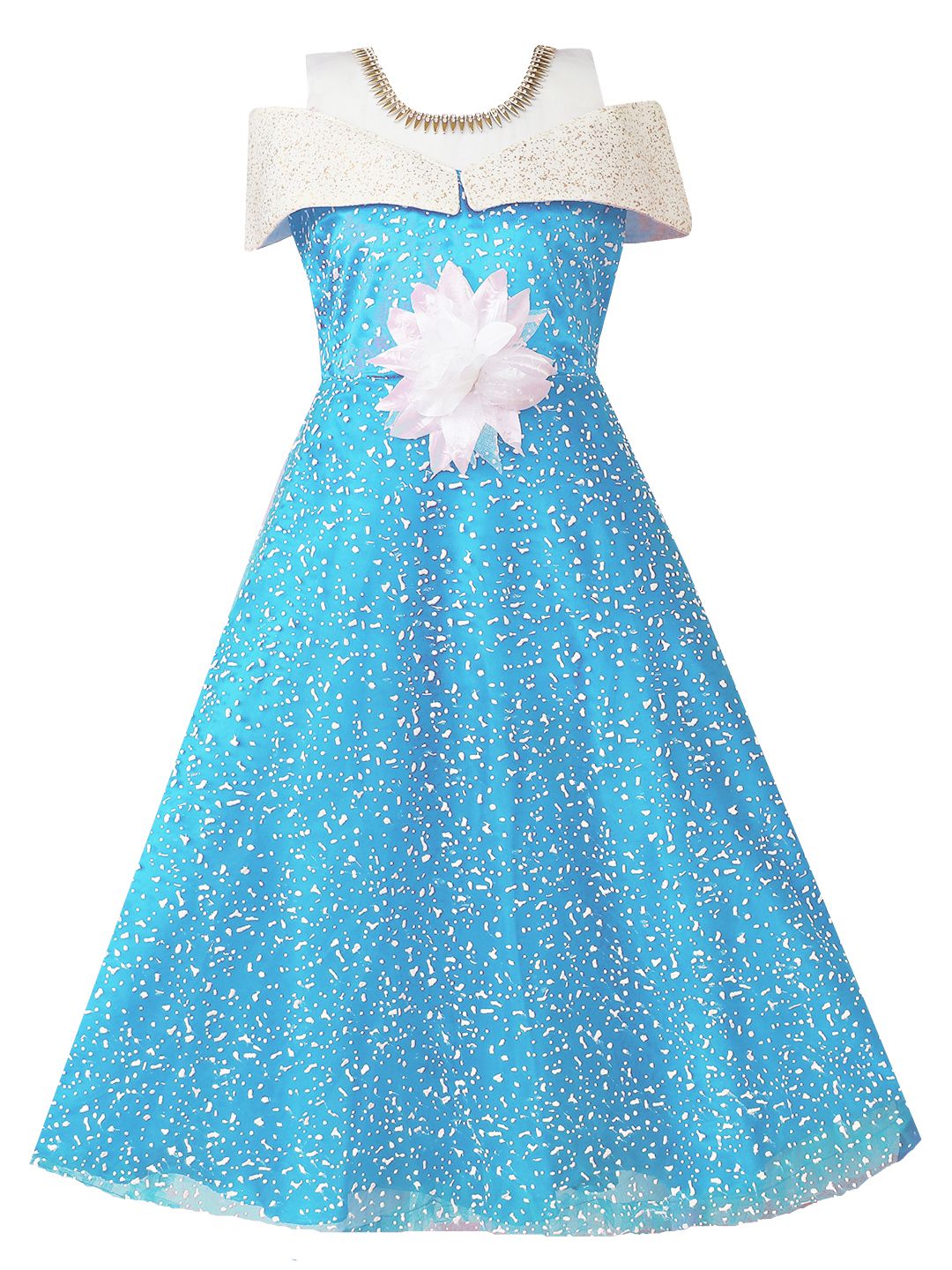 My Lil Princess Sky Blue Polka Dress Front View