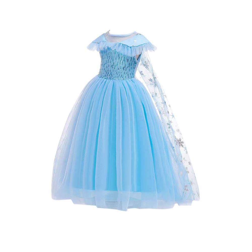 My Lil Princess Frozen Elsa Foil Dress Blue Back View