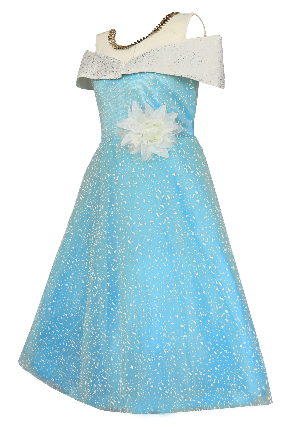 My Lil Princess Sky Blue Polka Dress Side View